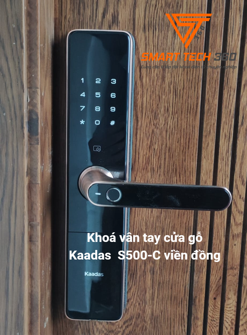 Khoá vân tay cửa gỗ Kaadas S500-C viền đồng